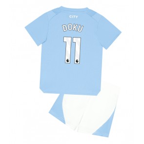 Manchester City Jeremy Doku #11 Replica Home Stadium Kit for Kids 2023-24 Short Sleeve (+ pants)